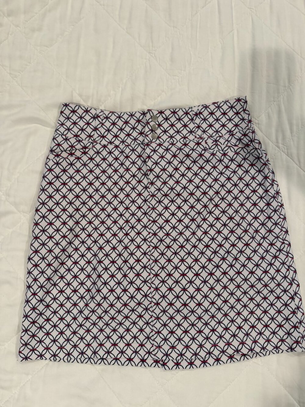 JoFit Skort - White, black and pink pattern, Size 00, stretch, light fabric